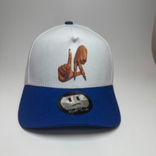 Load image into Gallery viewer, LA hand sign Snap Back White and Royal Blue
