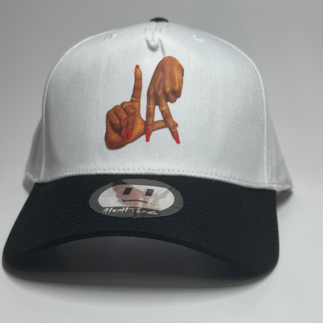 LA hand sign Snapback White and Black